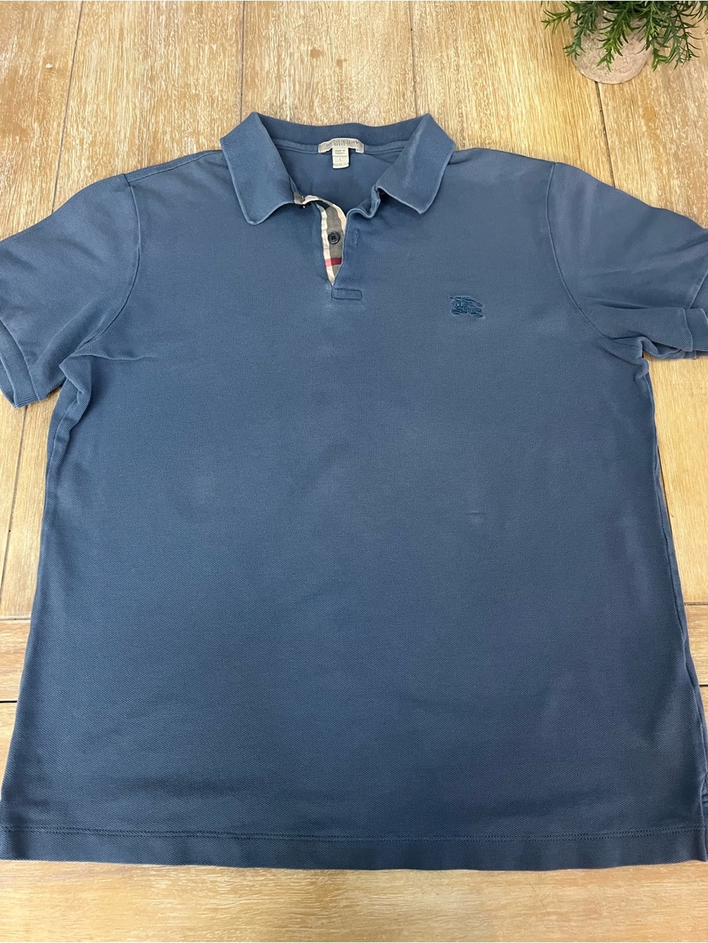 Burberry Men's Navy Polo with Signature Check Trim